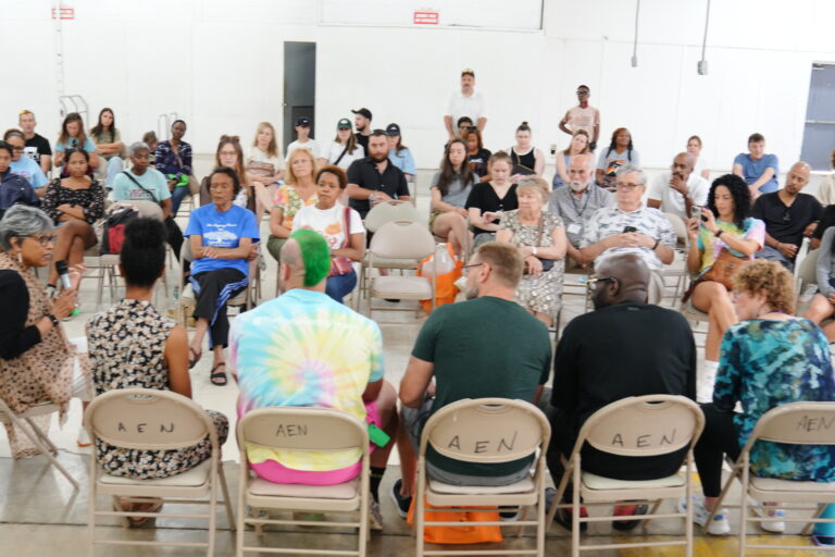 Panel of educational speakers at Georgia Vegfest in Atlanta speaking to an audience.